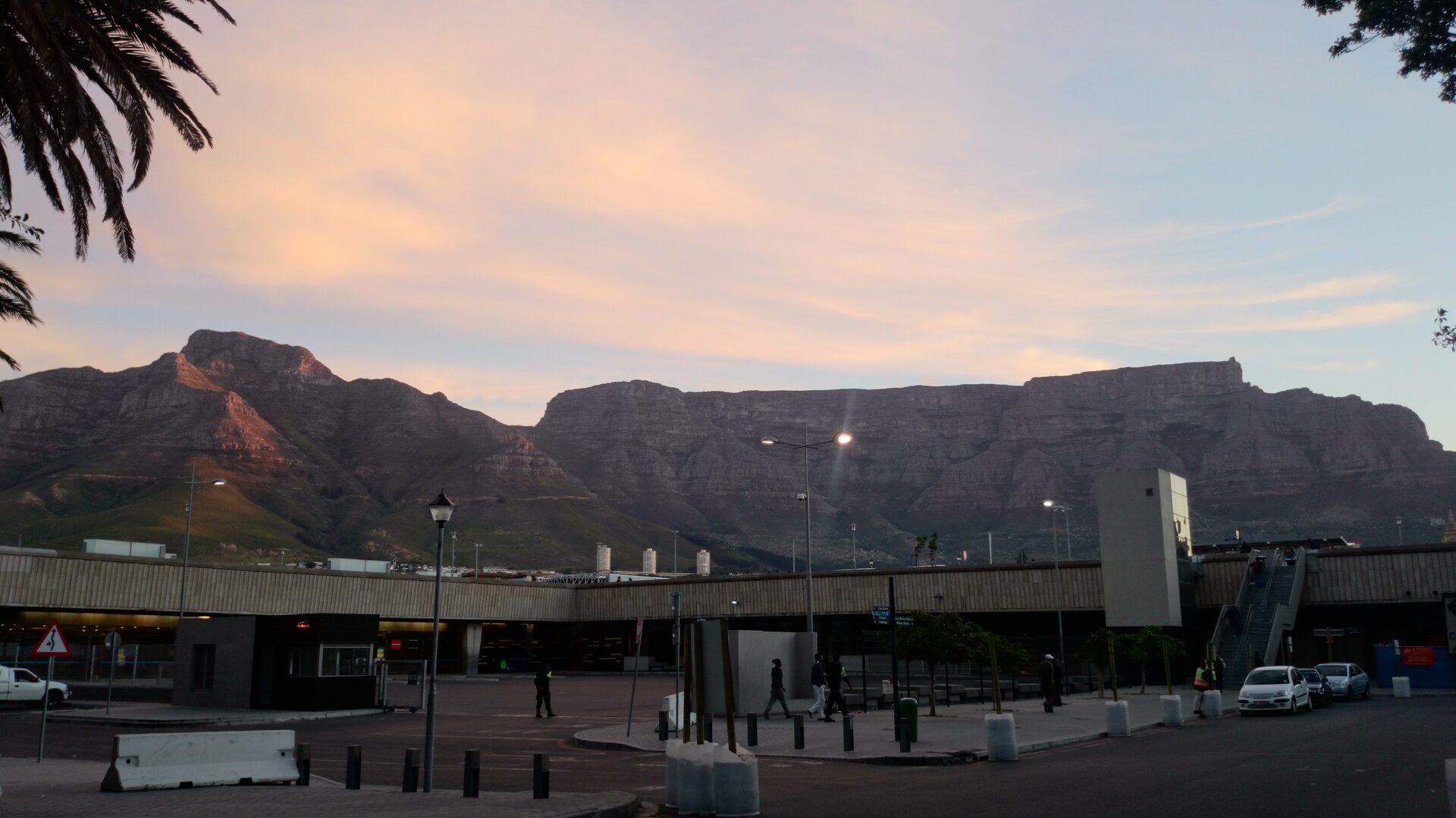 Cape Town city bowl glowing at golden hour with Table Mountain behind