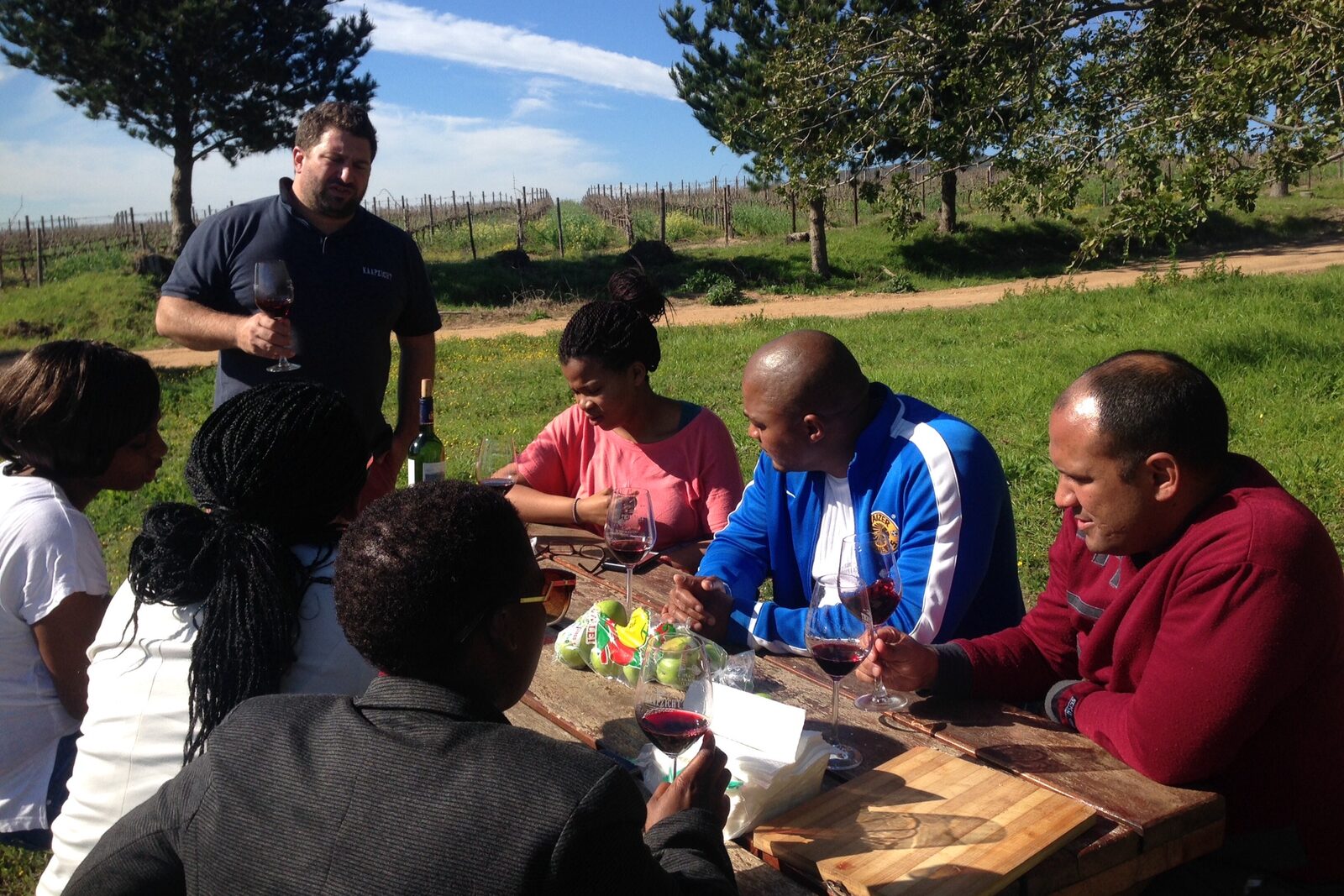 A wine tasting session at Kaapzicht Estate with vineyard views in Stellenbosch