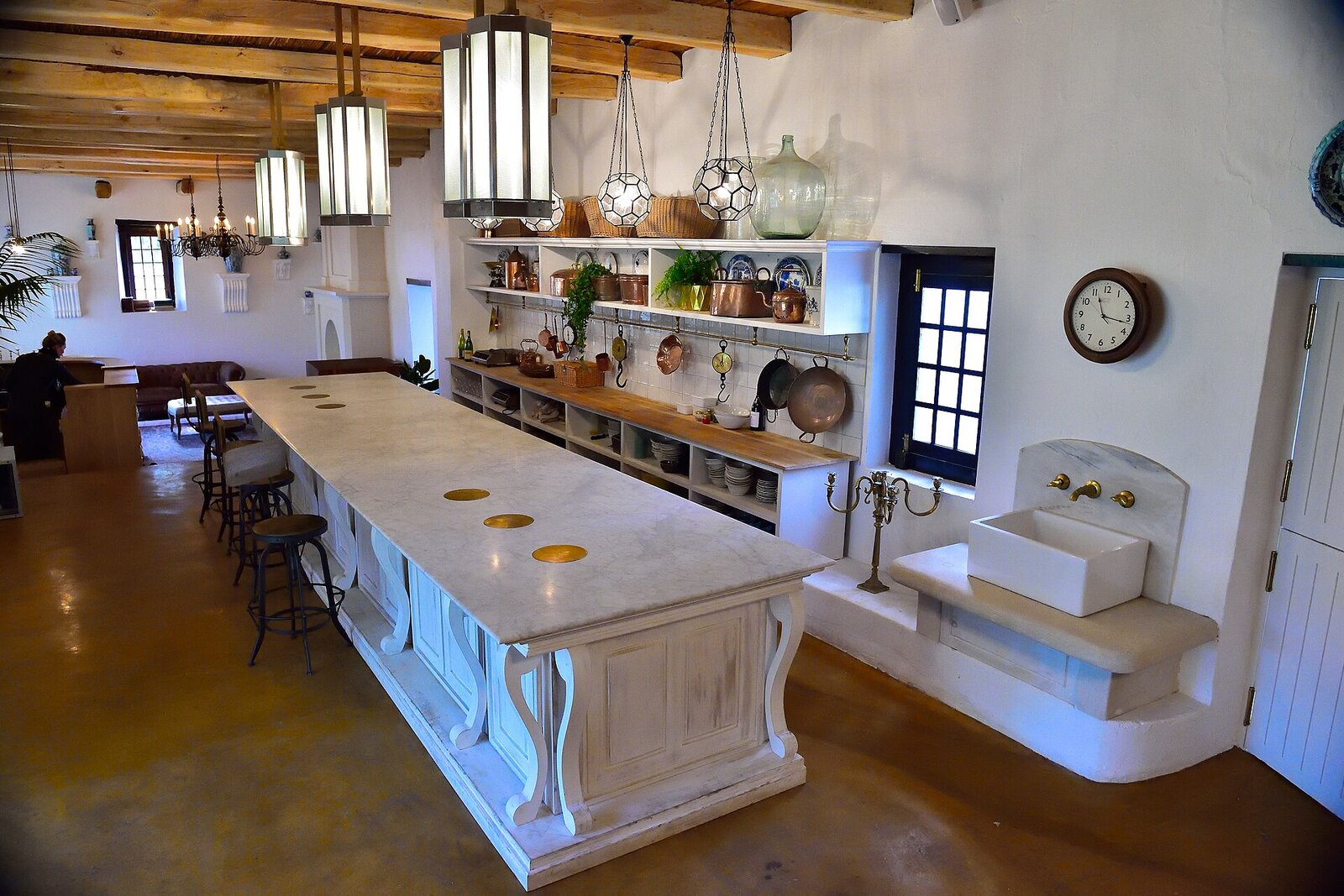 Elegant white wine estate tasting room interior in the Cape Winelands